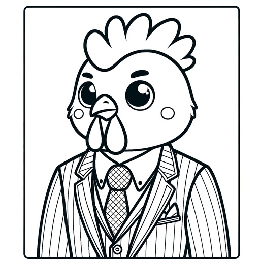 Chicken in a Suit Children&#8217;s Coloring Pages