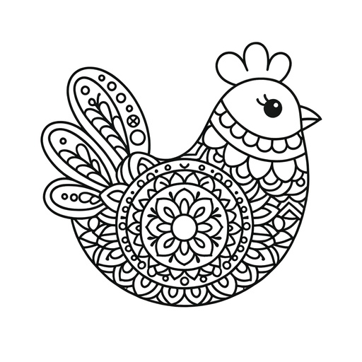 Mandala Chicken Coloring Page