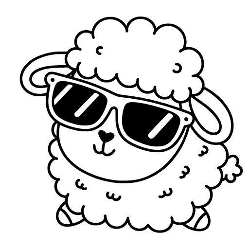 Sheep in Sunglasses Coloring Page