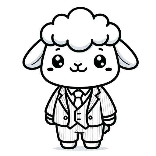 Sheep in a Suit Coloring Page