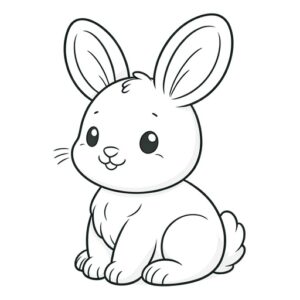 Simple Rabbit Coloring Page- 4 Free Printable Pages