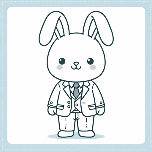 Rabbit in a Suit Coloring Page