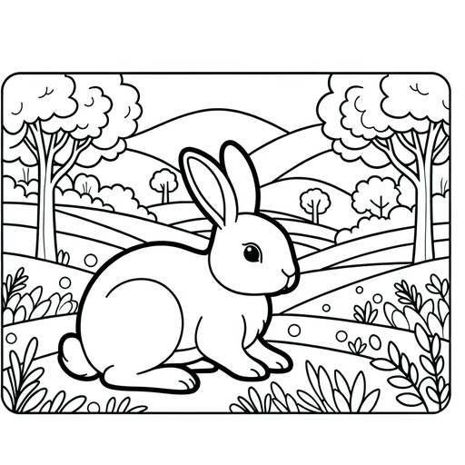 Rabbit in Nature Coloring Page