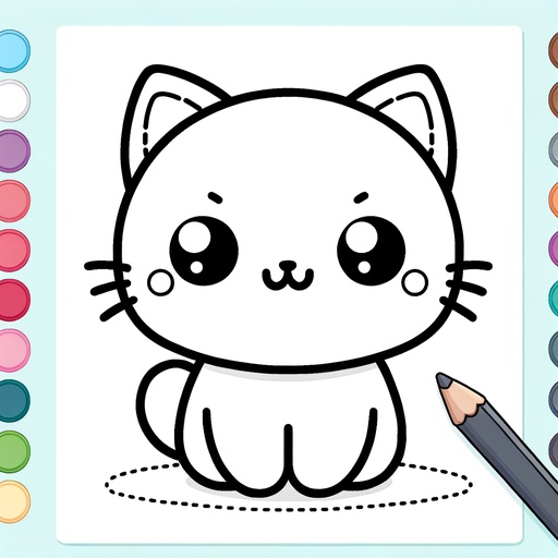 Cute Pet Cat Coloring Page