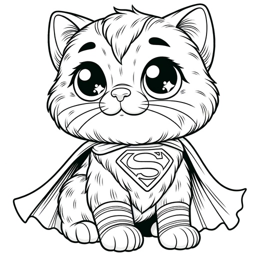 Superhero Pet Cat Coloring Page