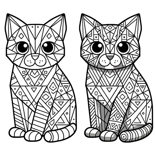 Geometric Pet Cat Coloring Page