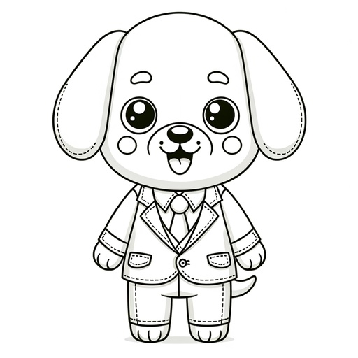 Pet Dog in a Suit Coloring Page