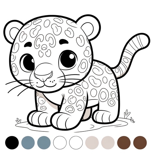 Simple Jaguar Children&#8217;s Coloring Page