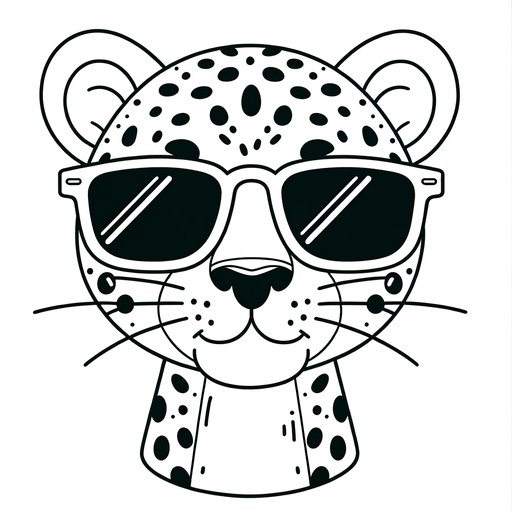 Simple Jaguar in Sunglasses Coloring Page