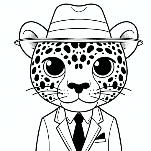 Simple Jaguar in a Suit Children&#8217;s Coloring Page