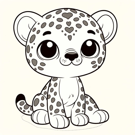 Simple Cute Jaguar Children&#8217;s Coloring Page