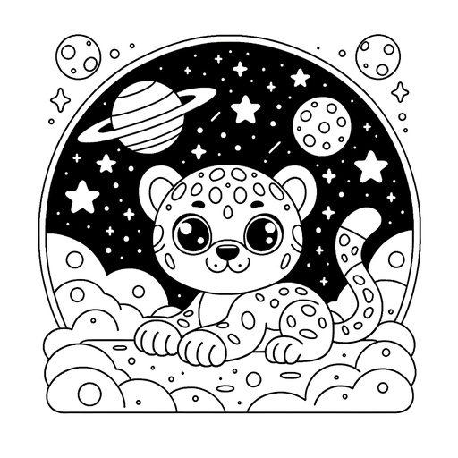 Space Jaguar Children&#8217;s Coloring Page
