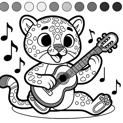 Musical Jaguar Children&#8217;s Coloring Page