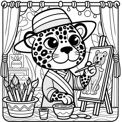 Professional Jaguar Children&#8217;s Coloring Page