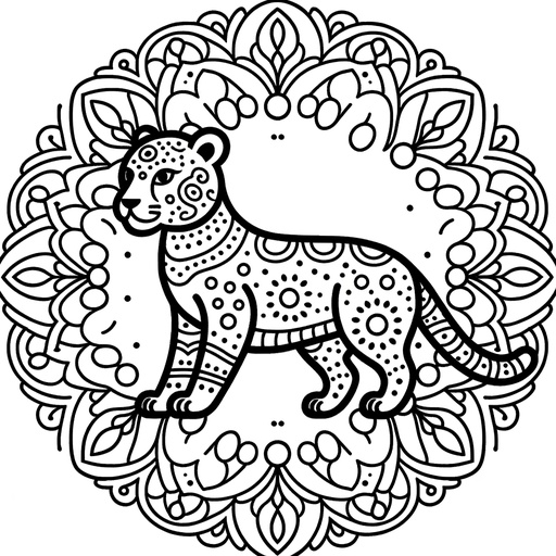 Mandala Jaguar Children&#8217;s Coloring Page