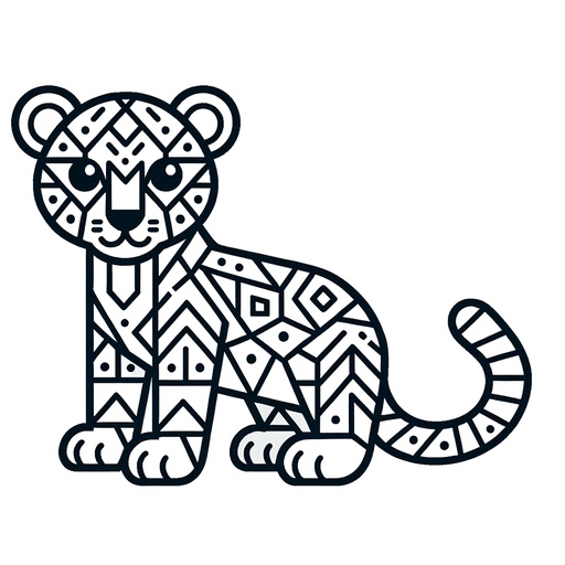 Geometric Jaguar Children&#8217;s Coloring Page