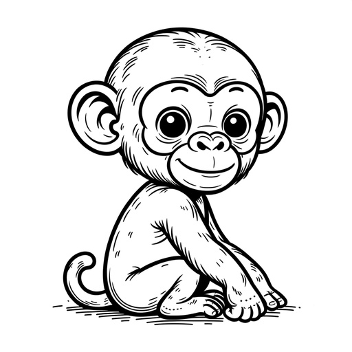 Simple Chimpanzee Children&#8217;s Coloring Page