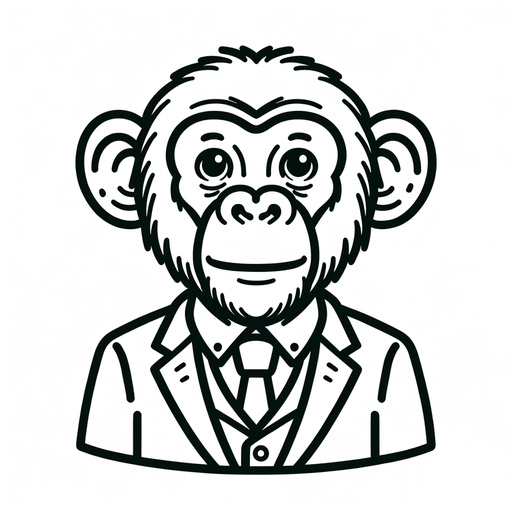 Chimpanzee in a Suit Children&#8217;s Coloring Page