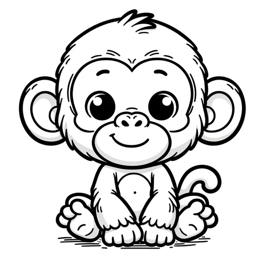 Cute Chimpanzee Children&#8217;s Coloring Page