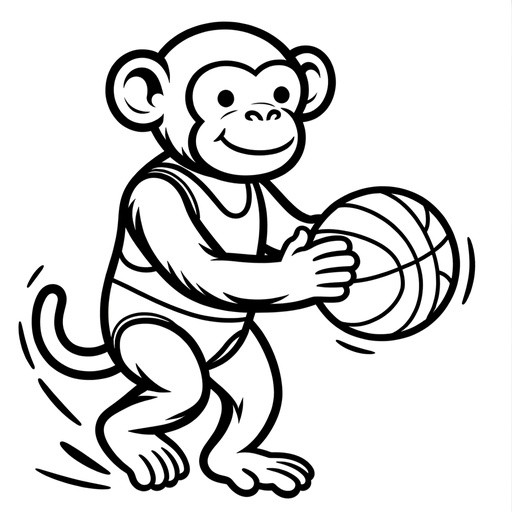 Sporty Chimpanzee Children&#8217;s Coloring Page