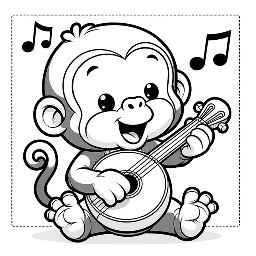 Musical Chimpanzee Children&#8217;s Coloring Page