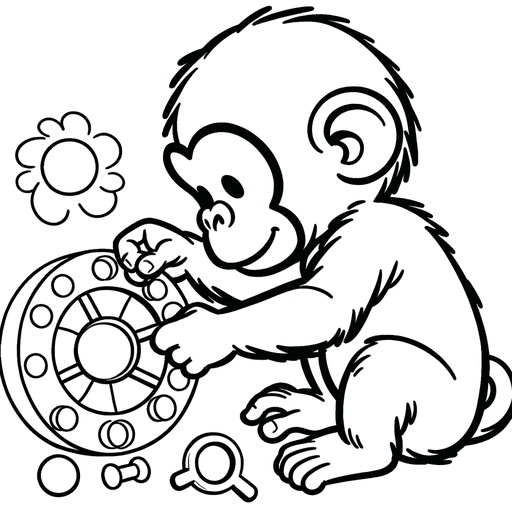 Professional Chimpanzee Children&#8217;s Coloring Page