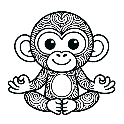 Mindful Chimpanzee Children&#8217;s Coloring Page