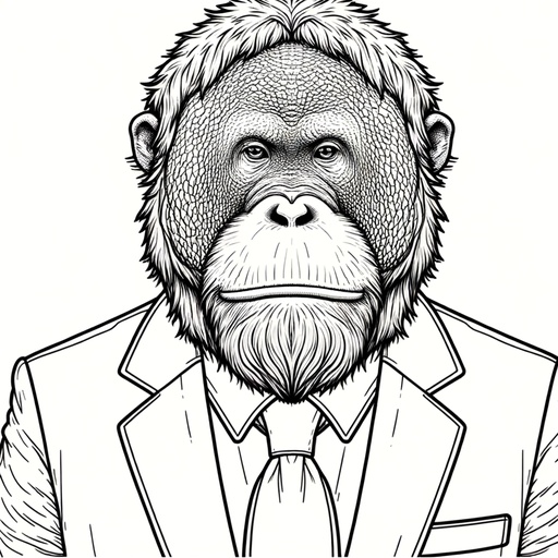 Orangutan in a Suit Children&#8217;s Coloring Page