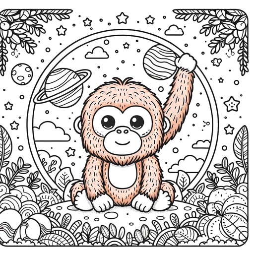 Space Orangutan Children&#8217;s Coloring Page