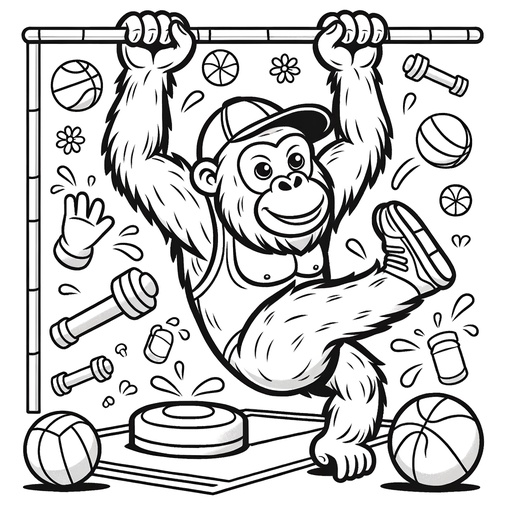 Sporty Orangutan Children&#8217;s Coloring Page