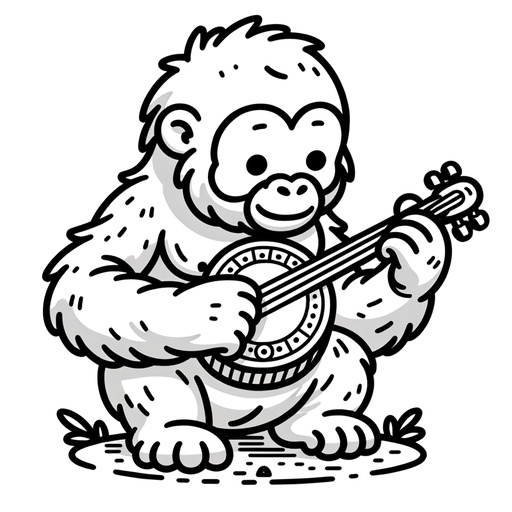 Musical Orangutan Children&#8217;s Coloring Page