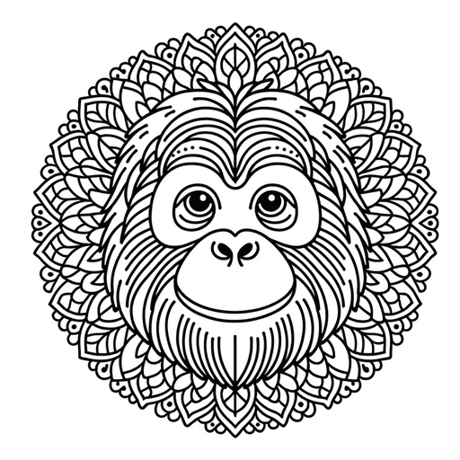 Mandala Orangutan Children&#8217;s Coloring Page