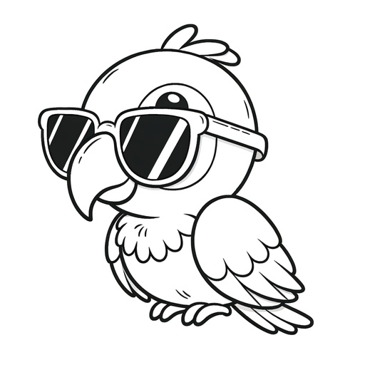 Parrot in Sunglasses Children&#8217;s Coloring Page