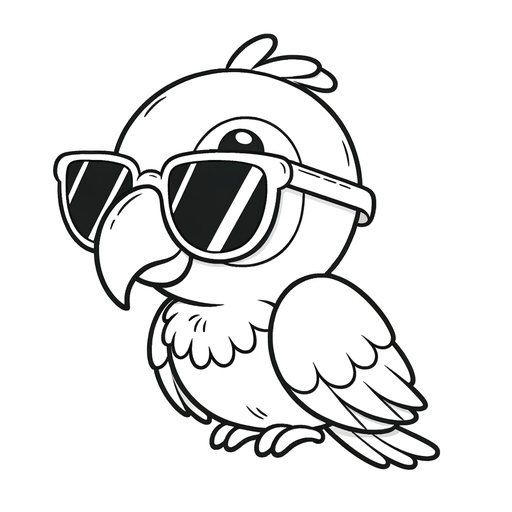 Parrot in Sunglasses Coloring Page- 4 Free Printable Pages