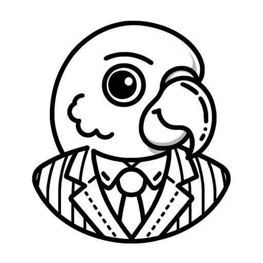 Parrot in a Suit Children&#8217;s Coloring Page