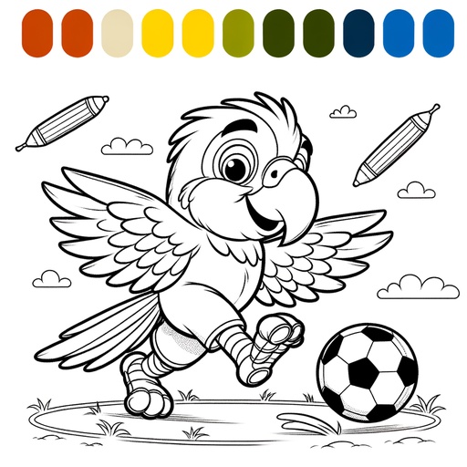 Sporty Parrot Children&#8217;s Coloring Page