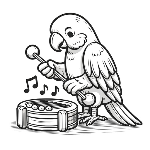 Musical Parrot Children&#8217;s Coloring Page