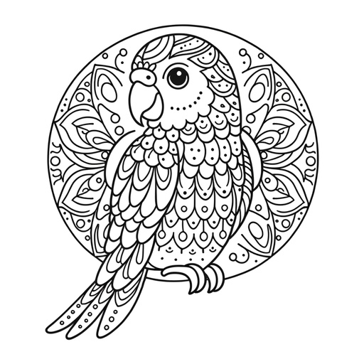 Mandala Parrot Children&#8217;s Coloring Page