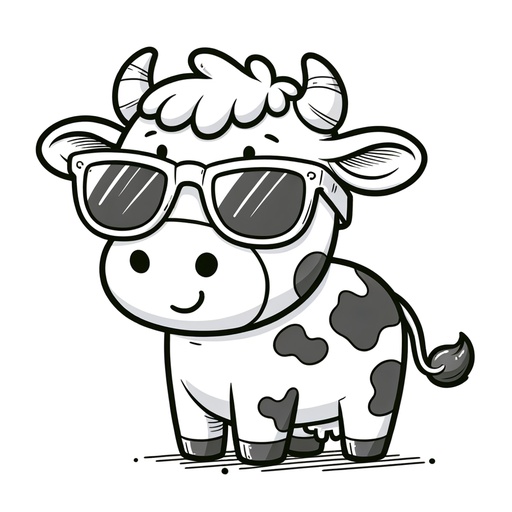 Cow in Sunglasses Coloring Page