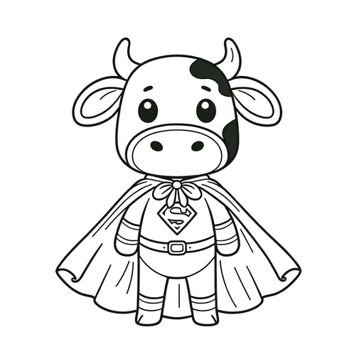 Superhero Cow Children&#8217;s Coloring Page