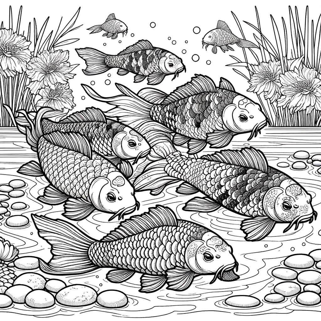 Koi Carp Coloring For Children