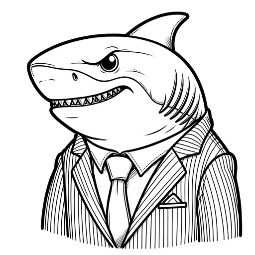 Great White Shark in Suits Coloring Page