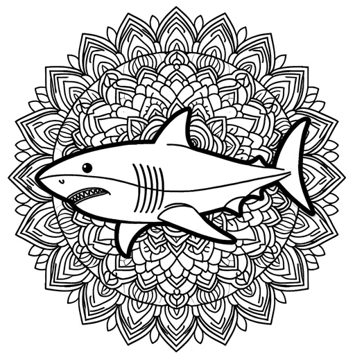 Mandala Great White Shark Coloring Page