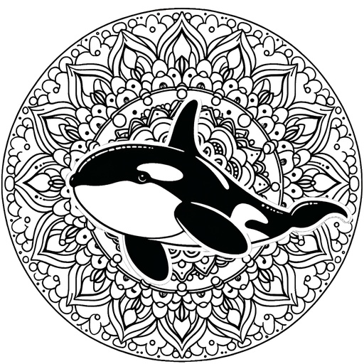 Mandala Killer Whale Coloring Page