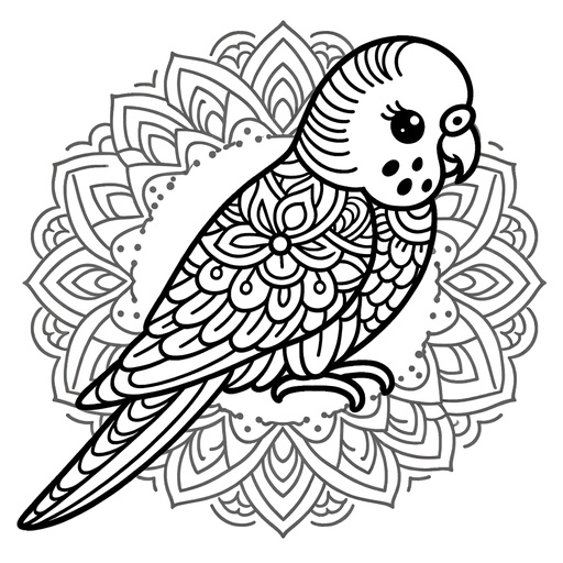 Mandala Parakeet Coloring Page