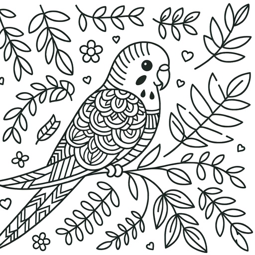 Mindful Parakeet Coloring Page