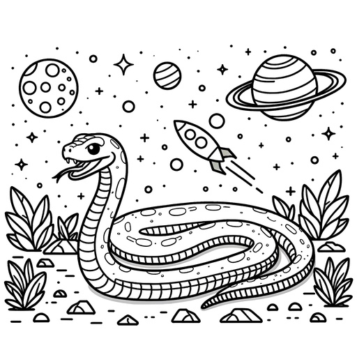Space Anaconda Coloring Page
