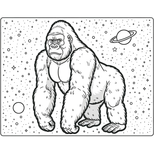 Space Gorilla Coloring Page
