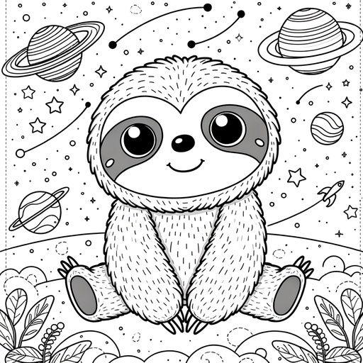 Space Sloth Coloring Page