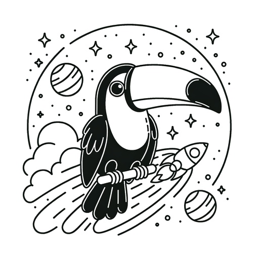 Space Toucan Coloring Page